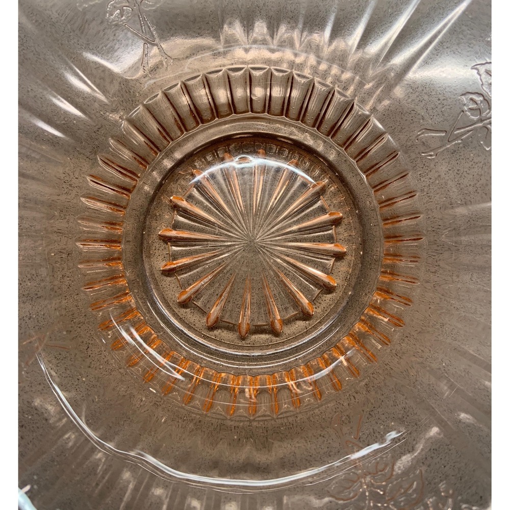 Vintage 1930s Anchor Hocking Mayfair Open Rose Pink Depression Glass Bowl - Picture 5 of 6